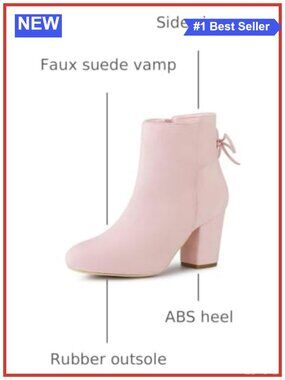Faux Suede Ankle Boots Lace Up Back Block Heel Round Toe Zipper Booties